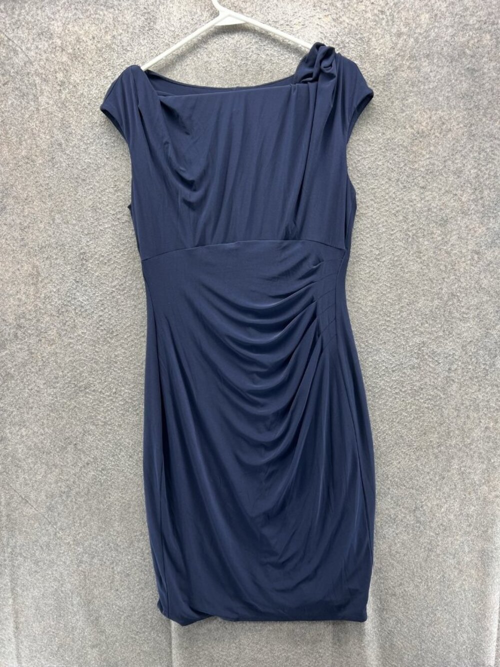 Lauren Ralph Lauren Dress Womens 12 Blue Boat Neck Cap Sleeve Sheath Knee